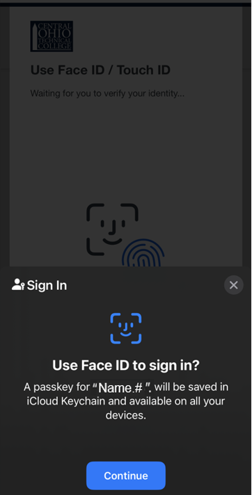 Face ID Scan prompt