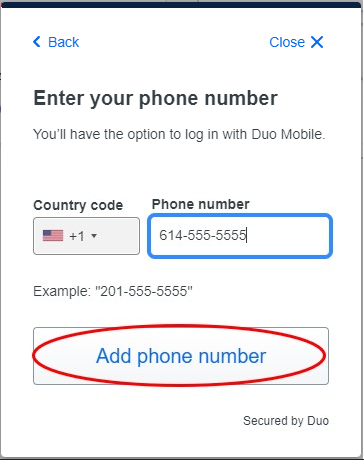 BuckeyePass Phone Number screen with Add Phone Number button highlighted