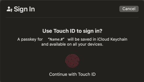 Touch ID prompt for fingerprint