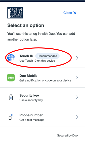 BuckeyePass Add Touch ID Option