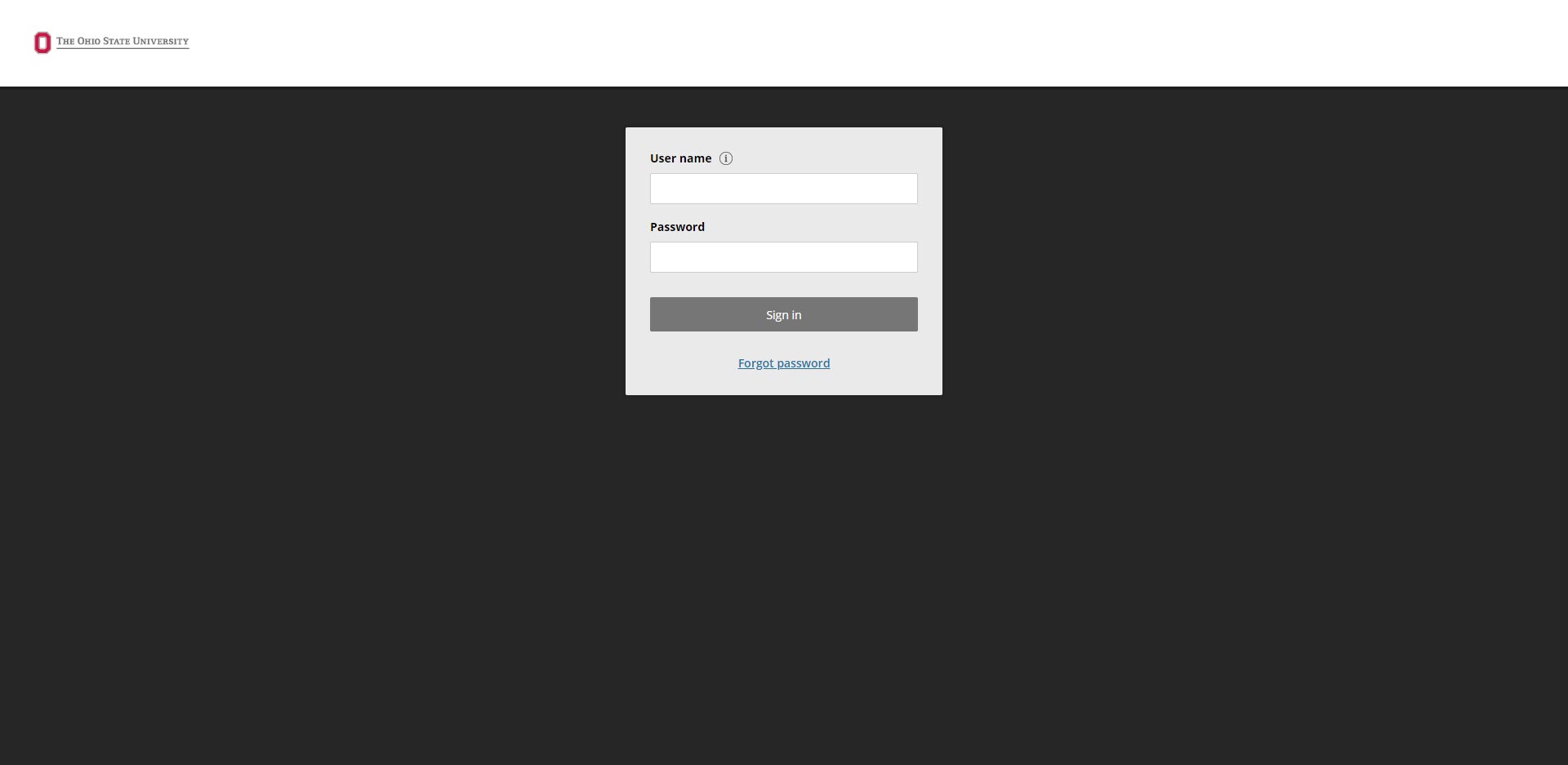 The Ohio State University ePayment Site Login screen. Username and password are required.