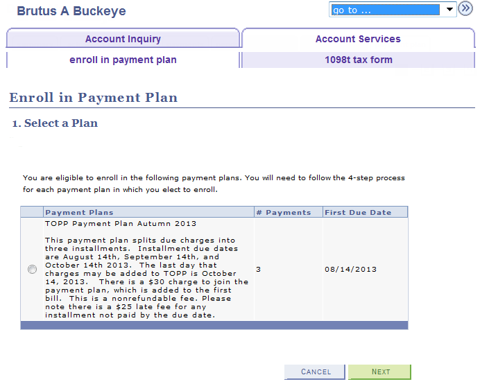 Enroll in Payment Plan (Tuition Option Payment Plan)