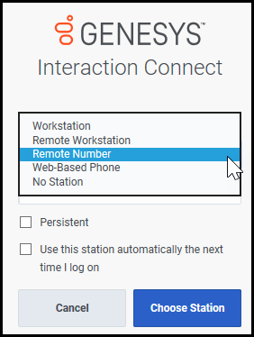 web client station selection window