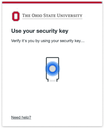 Duo screen prompt asking to use the security key