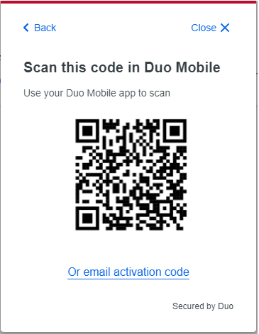 QR code generated to register your account