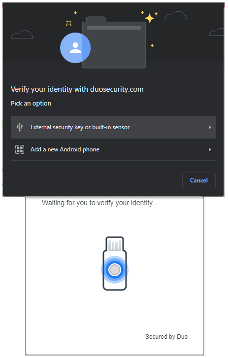 Security Key type prompt