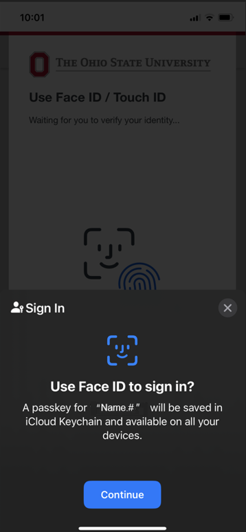 Face ID prompt to use Face ID