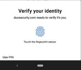Verify your identity Touch the fingerprint sensor