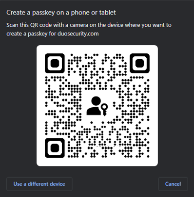 Image of Create a passkey on a phone or tablet QR code