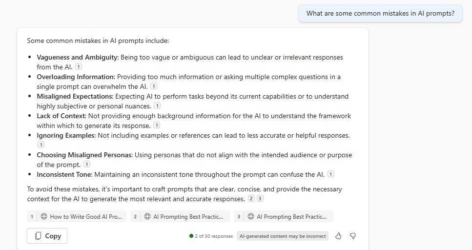 Common Prompt Errors