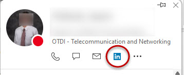 Microsoft 365 Profile Card example with LinkedIn icon highlighted