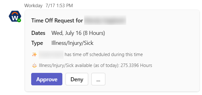 A Manager Task for a Time off Request