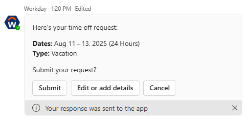 Time off request ready for review