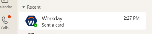 An example of a card notification in Workday
