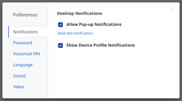Preferences window