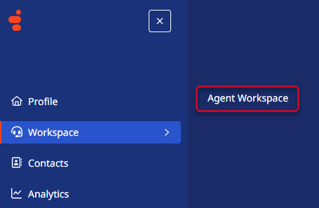Agent Workspace in the Workspace Menu in the main menu