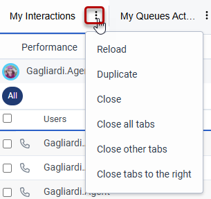 tabs menu in a view