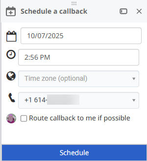 Schedule call back window