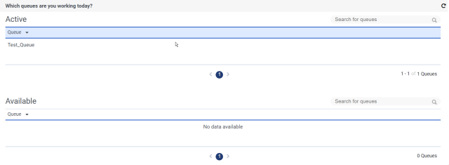 a screenshot of a queues window with only a Test_Queue Active