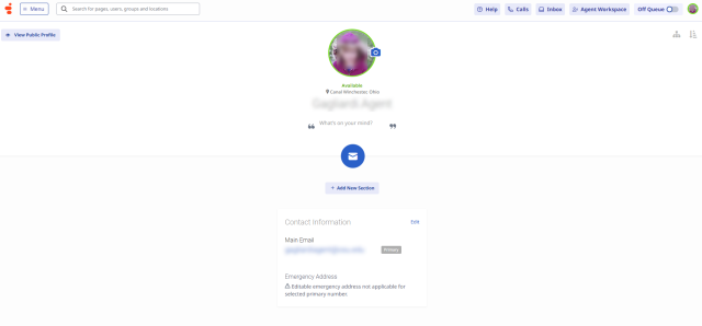 Agent interface default screen for Genesys