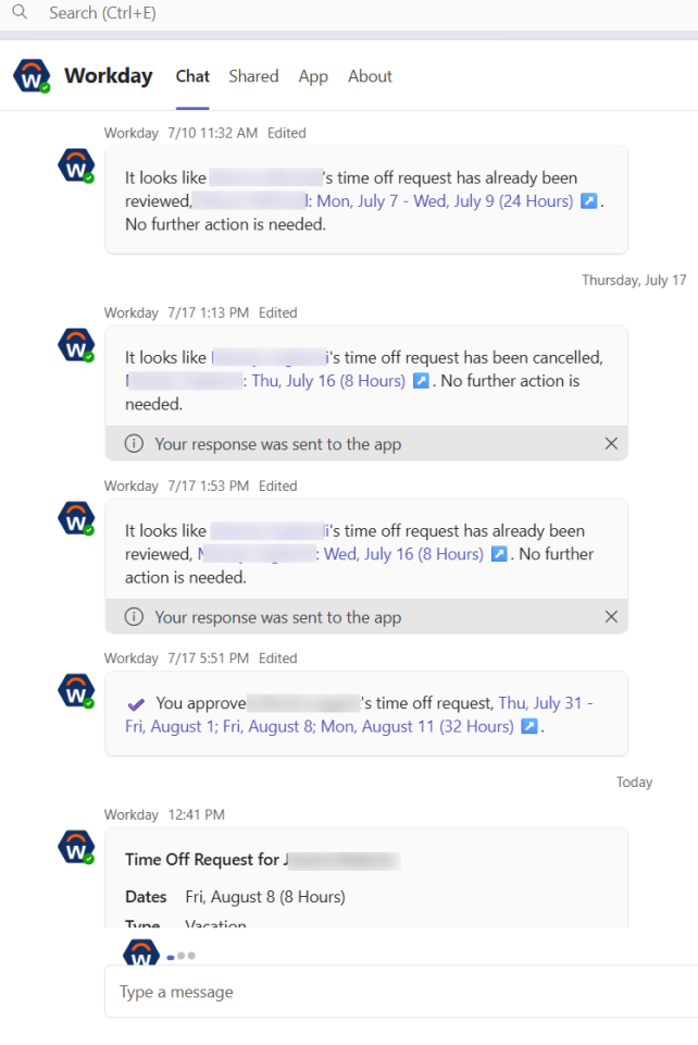 Manager interface in Workday Everywhere with tasks completed