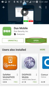 Open Duo Mobile in the Android store