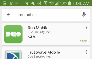 Search results for Duo Mobile in the Android store