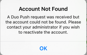 Error message when using BuckeyePass advising that the Account was not found