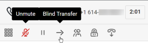 call control bar with blind transfer highlighted
