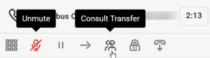 Call control bar with Consult Transfer highlighted