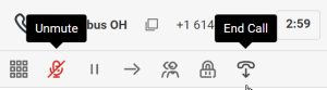 call control buttons with end call highlighted