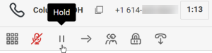 call control bar with the hold button highlighted