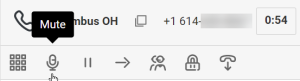 Call control bar with the Mute Unmute button highlighted