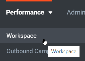 Workspace option in the Performance menu highlighted