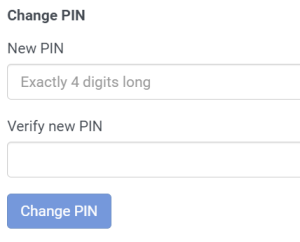 preferences window PIN change