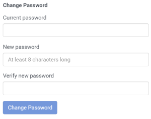 preferences window change password screen
