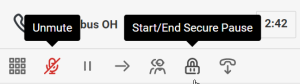 Start End Secure Pause button highlighted on the call control bar