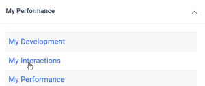 My interactions link in the workspace highlighted