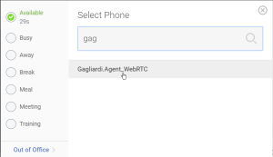 Select phone with agent name highlighted