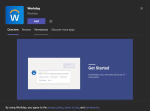Workday app in Teams ready for installation